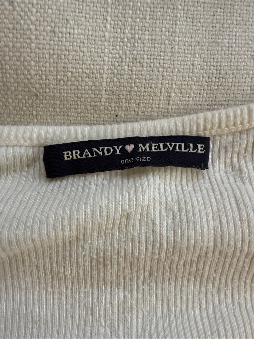 Brandy Melville Ivory Long-Sleeve Knot Front Tee - Picture 2 of 3
